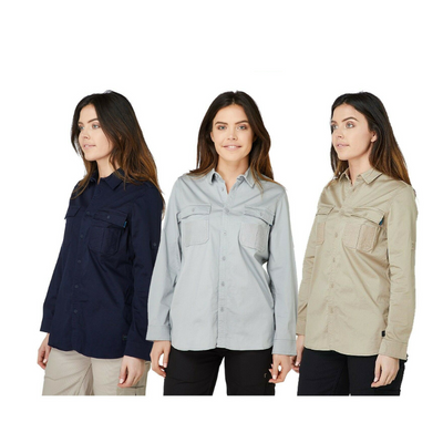 Womans Elwood Workwear Work Utility Stretch Twill Shirt Roll Up Sleeves EWD701- Bannav S Bannav LLC